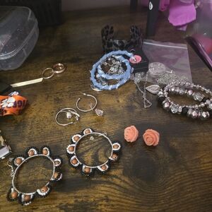 Paparazzi Orange and Black Floral Jewelry Set